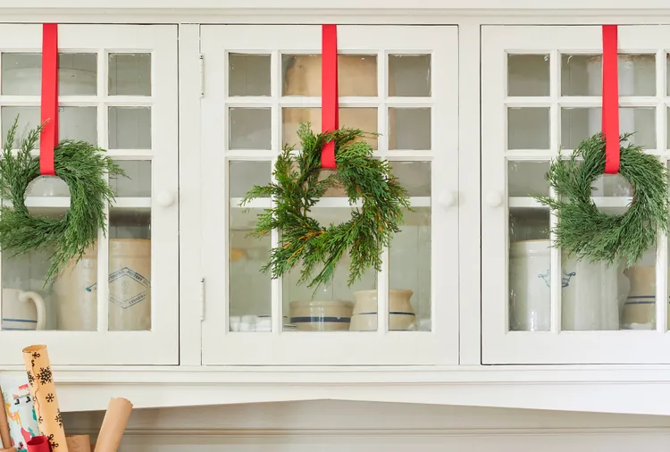 Cabinet Wreaths Are the Adorable Holiday Decor Trend You Have to Try This Year