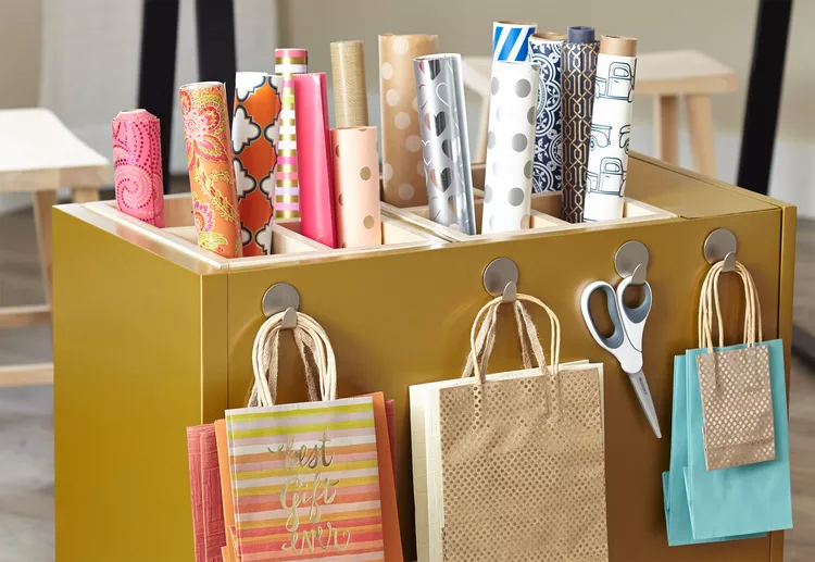 13 Wrapping Paper Storage Ideas from a Professional Organizer
