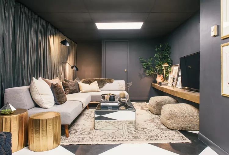 This Drab Basement Became a Moody Masterpiece for Just $1,000