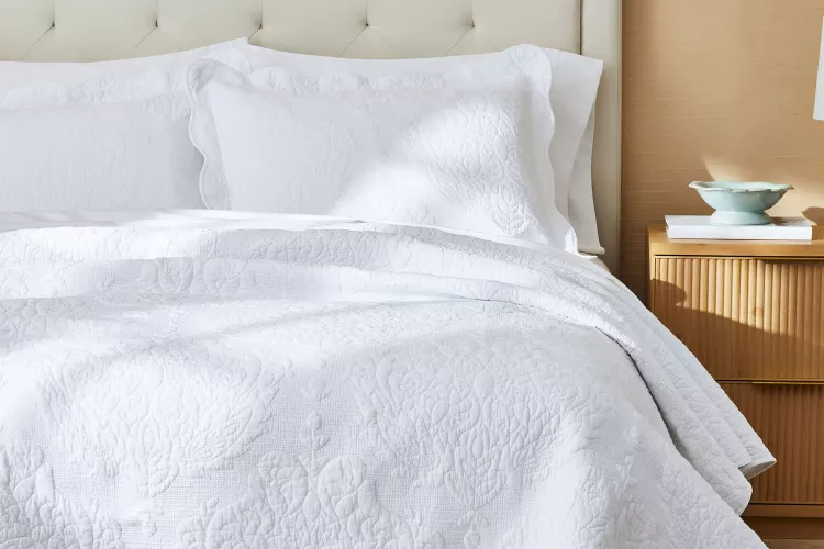 This Pretty Scalloped Quilt from Our Walmart Line Is the Perfect Weight for Spring